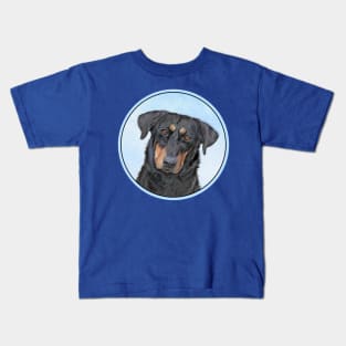 Beauceron Painting - Cute Original Dog Art Kids T-Shirt